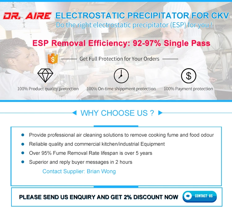 Dr Aire Over 98% Smoke Remove Kitchen Exhaust Filtration Over 5 Years Lifespan for Commercial Kitchen